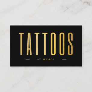 Black & Gold Tattoo Artist Minimalistisch Visitenkarte