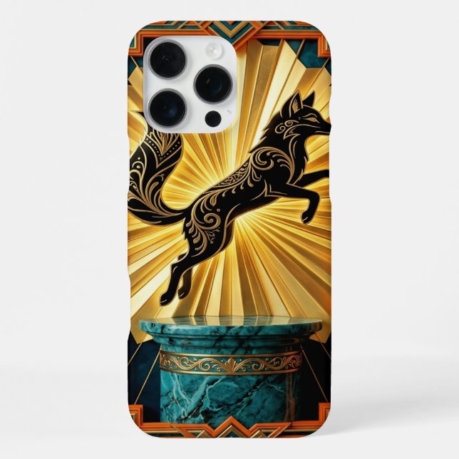Black Gold Teal iPhone 16 Pro Max Hülle (Rückseite)