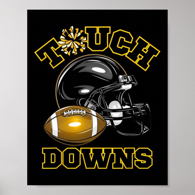 Black Gold Touchdown Day Football Game High School Poster (Vorne)