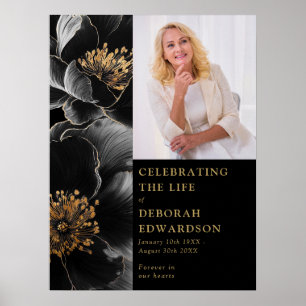 Black Gold Trauerfeier-Feier-des-Lebens-Foto-Schil Poster
