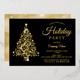 Black Gold Tree Corporate Holiday Party Folieneinladung