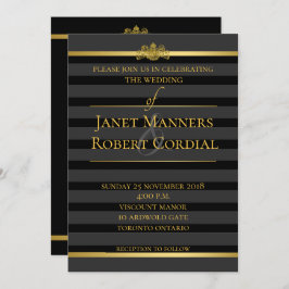 Black & Gold Tuxedo Gestreifter Wilhelm beim Hochz Einladung