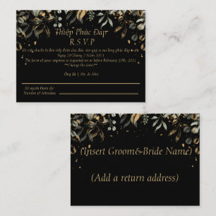 Black/Gold UAWG Wedding Card Englisch/Vietnamesisc Mitteilungskarte