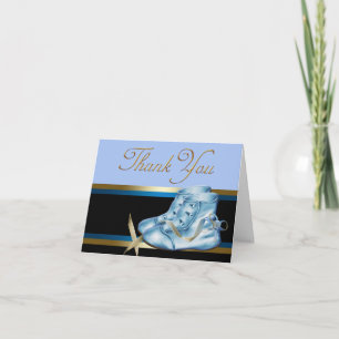 Black Gold und Blue Baby Shoes Vielen Dank Dankeskarte