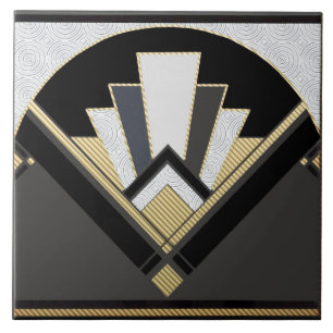 Black Gold und Grau gemusterte Fan-Keramik Fliese