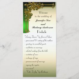 Black Gold und Green Wedding Program Rack Card Programm