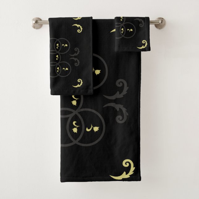 Black Gold- und Silber-Kreise Badhandtuch Set (Insitu)