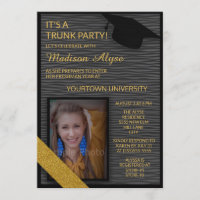 Black Gold Uni Trunk Party Dorm Dusche Einladung
