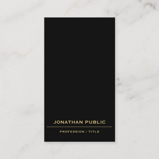 Black & Gold Upload Your Logo Here Custom QR Code Visitenkarte (Vorderseite)