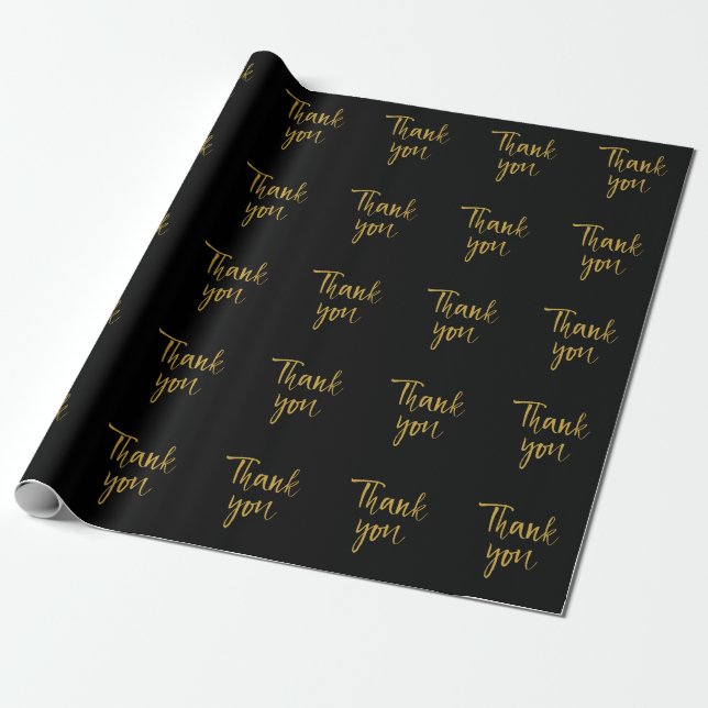 Black & Gold Vielen Dank Geschenkpapier (Ungerollt)