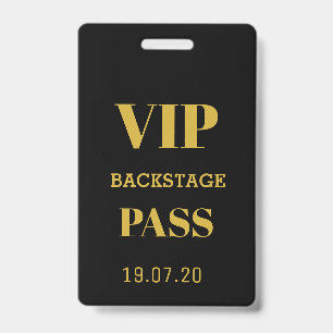 Black Gold VIP Backstage All Access Pass Konzert Ausweis