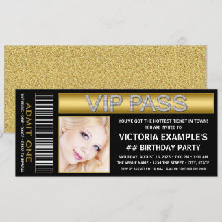 Black Gold VIP Pass Ticket Geburtstagsparty Einladung