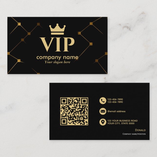 Black & Gold VIP-voll benutzerdefinierbar und Beru Visitenkarte (Vorne/Hinten)