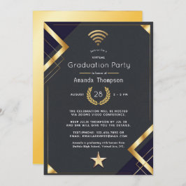 Black & Gold Virtual Graduation Party-Zertifikat Einladung
