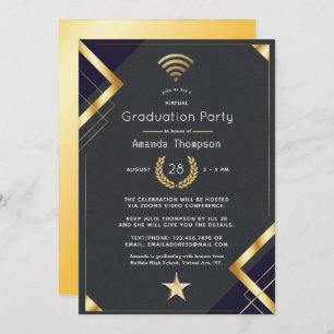 Black & Gold Virtual Graduation Party-Zertifikat Einladung