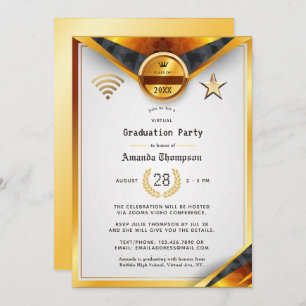 Black & Gold Virtual Graduation Party-Zertifikat Einladung