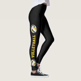 Black Gold Volleyball Bein Text Volleyball Leggings