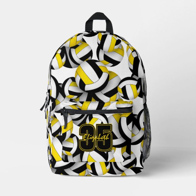 black gold volleyball team colors patterned  bedruckter rucksack (Vorderseite)