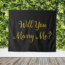 Black Gold Vorschlag Sign wirst du mich heiraten?  Wandteppich