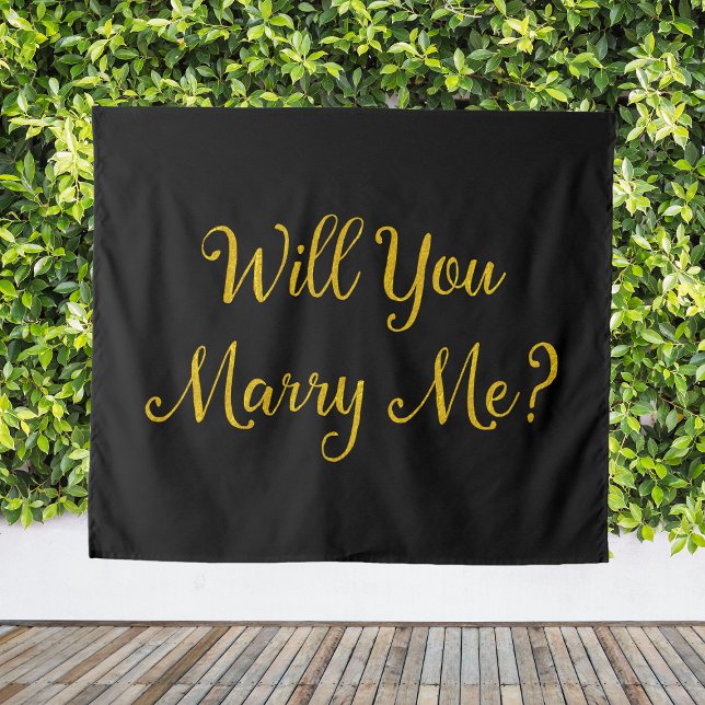 Black Gold Vorschlag Sign wirst du mich heiraten?  Wandteppich (Black Gold Proposal Sign Will You Marry Me? Banner Tapestry
)