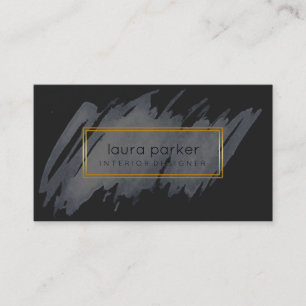 Black Gold Watercolor Spritzer Abstrakt Moderne Visitenkarte