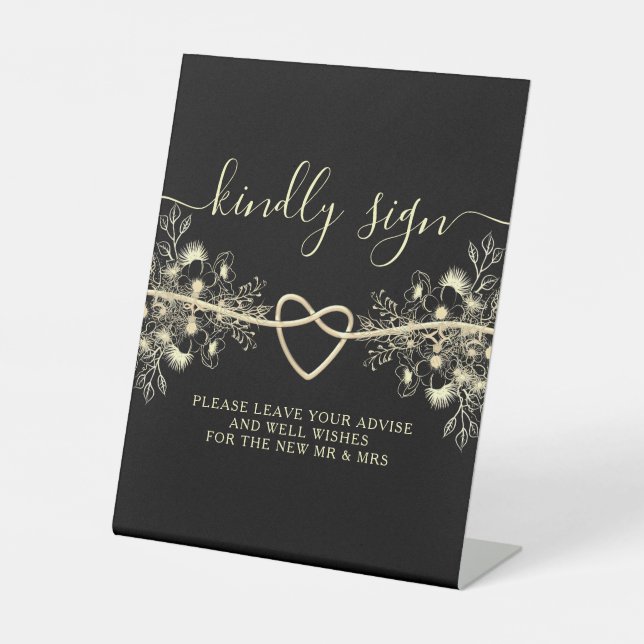 Black Gold Wedding Advice Sign Sockelschild (Vorderseite)