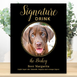 Black Gold Wedding Custom Pet Hund Signature Drink Poster