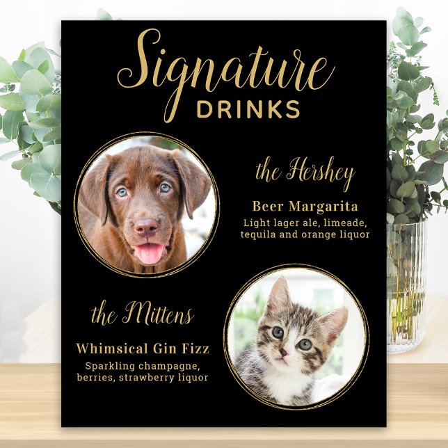 Black Gold Wedding Custom Pet Hunde Signature Drin Poster (Von Creator hochgeladen)