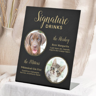 Black Gold Wedding Custom Pet Hunde Signature Drin Sockelschild