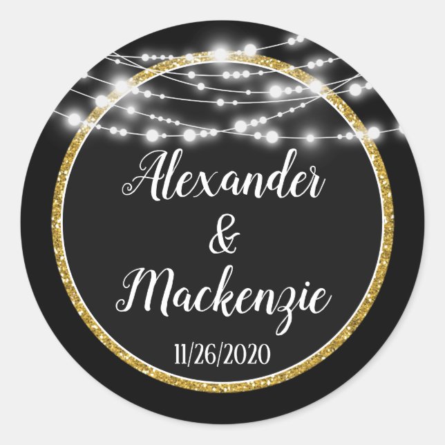 Black Gold Wedding Vielen Dank für Ihr Interesse T Runder Aufkleber (Vorderseite)