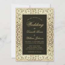 Black Gold Wedding Vintag Floral Elegantes Skript