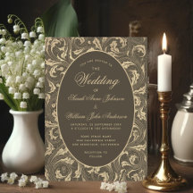 Black Gold Wedding Vintag Thistle Blätter Elegante