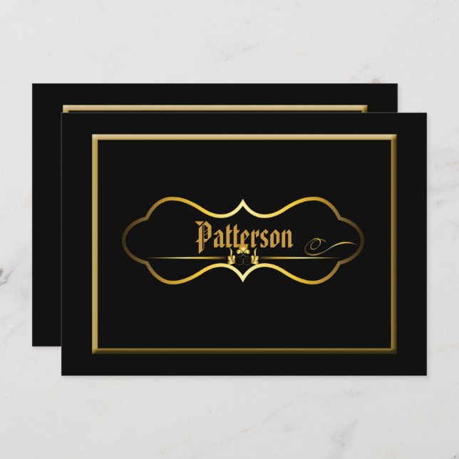 Black & Gold Wedding Vow Erneuerung Einladung (Vorne/Hinten)