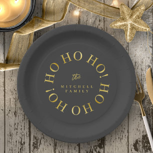 Black Gold Weihnachten Ho Ho Ho ID1009 Pappteller