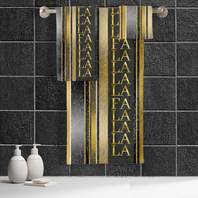 Black Gold Weihnachten La La Pattern#27 ID1009 Badhandtuch Set (Von Creator hochgeladen)