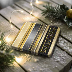Black Gold Weihnachten La La Pattern#27 ID1009 Rechteckiger Pappuntersetzer