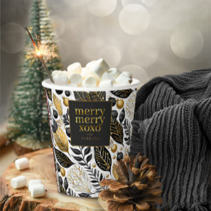 Black Gold Weihnachten Merry Pattern#21 ID1009 Pappbecher