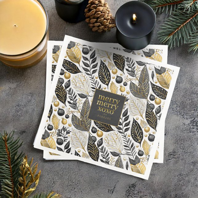 Black Gold Weihnachten Merry Pattern#21 ID1009 Serviette (Von Creator hochgeladen)