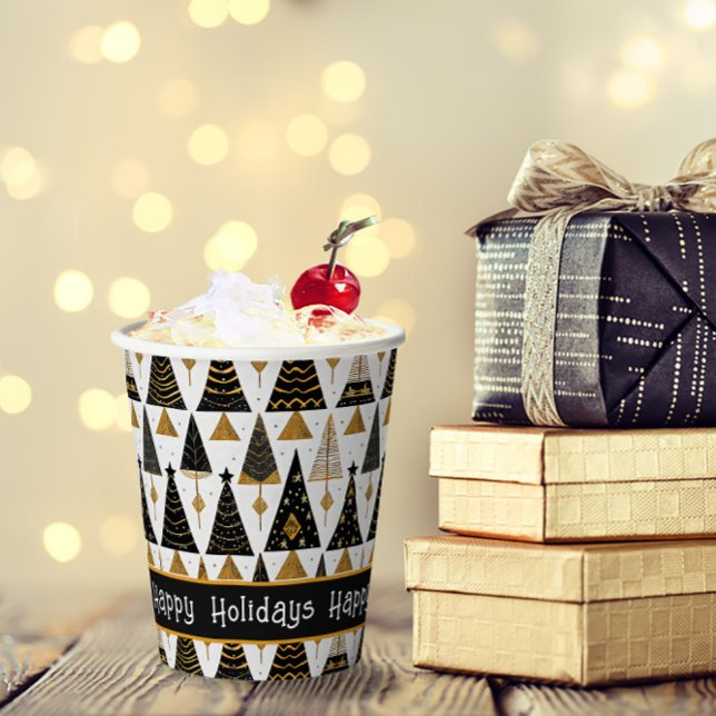 Black Gold Weihnachten Merry Pattern#25 ID1009 Pappbecher (Von Creator hochgeladen)
