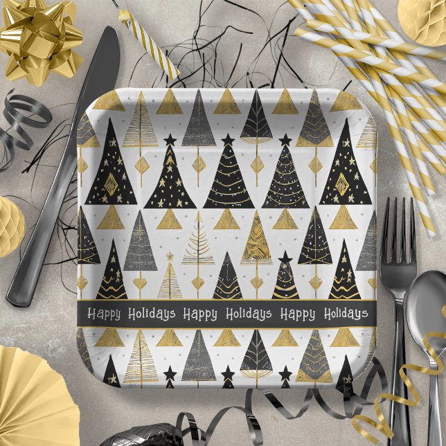 Black Gold Weihnachten Merry Pattern#25 ID1009 Pappteller (Von Creator hochgeladen)