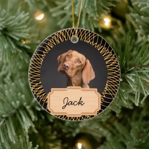 Black Gold Weihnachtsfeiertag Custom Dog Foto Keramik Ornament