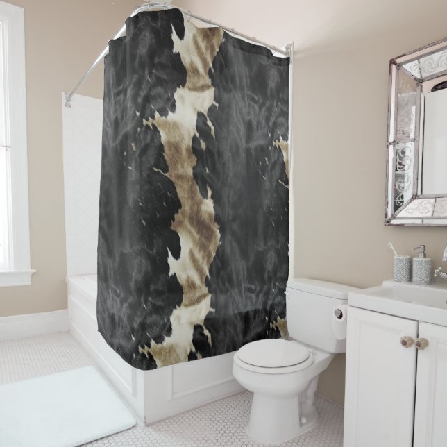Black Gold Western Cowhide Duschvorhang (Beispiel)