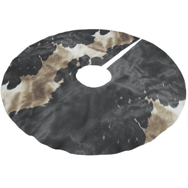 Black Gold Western Cowhide Polyester Weihnachtsbaumdecke (Schrägansicht)