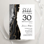 Black Gold White Agate Überraschung 30. Geburtstag Einladung<br><div class="desc">Schwarz,  Weiß und Gold überraschen die 30. Party Einladung. Elegantes modernes Design mit Aquarellfarben-marmorgeode Hintergrund,  Imitats Glitzer Gold und Typografie Skript-Schriftart. Die trendige Einladungskarte eignet sich perfekt für eine stilvolle Damenfeier. Gedruckte Zazzle-Einladungen oder Sofortdownload digitaler Druckvorlage.</div>