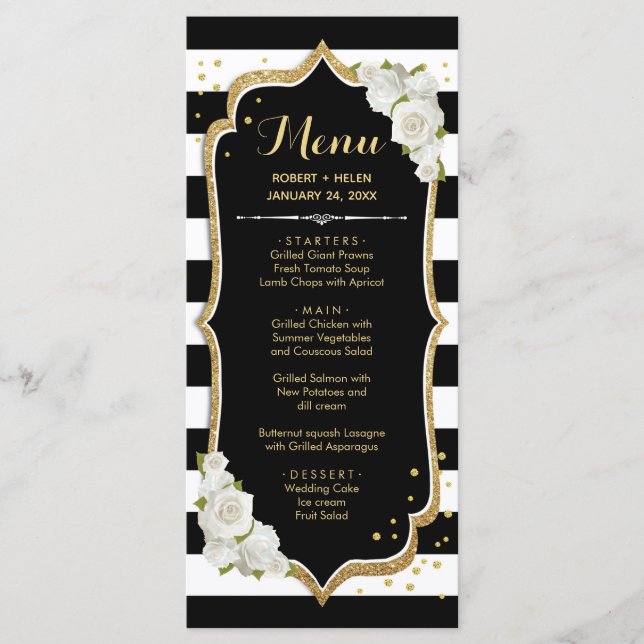 Black Gold White Menu Card Programm (Vorderseite)