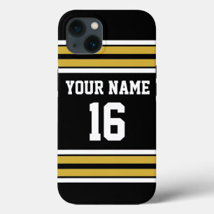 Black Gold White Team Jersey Name iPhone 13 Hülle