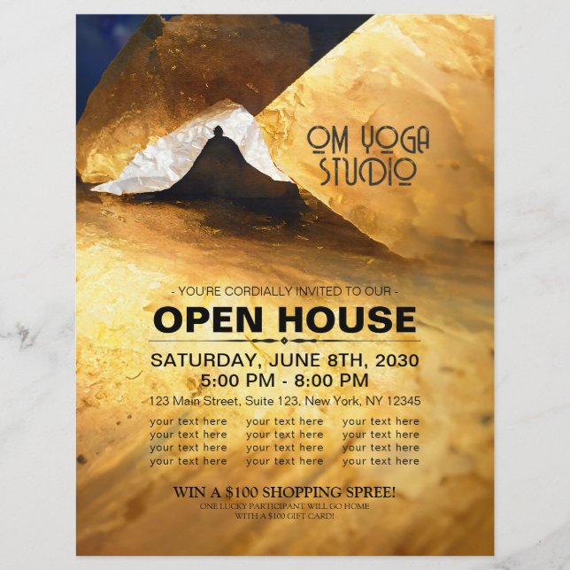 Black Gold Yoga Meditation Instructor Reiki Master Flyer (Vorne)