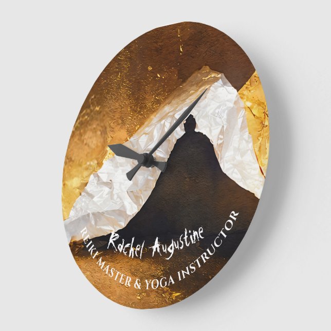 Black Gold Yoga Meditation Instructor Reiki Master Große Wanduhr (Winkel)