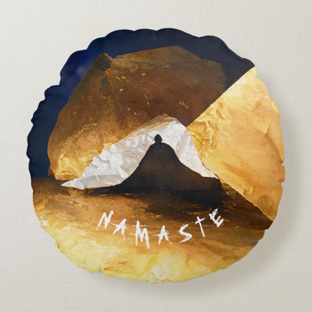 Black Gold Yoga Meditation Instructor Reiki Master Rundes Kissen (Vorderseite)