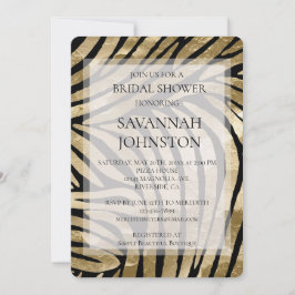 Black Gold Zebra Brautparty Einladung